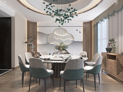 新中式包厢3D模型下载